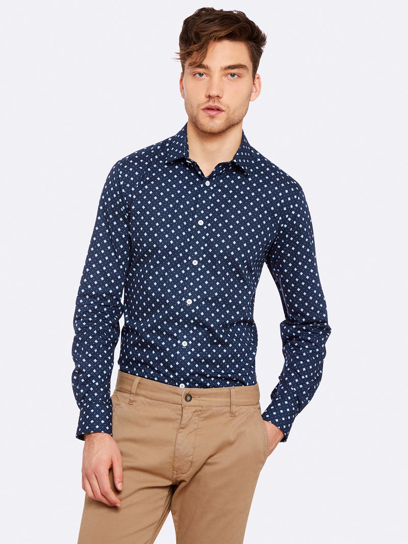 KENTON PRINTED LUXURY SHIRT NAVY