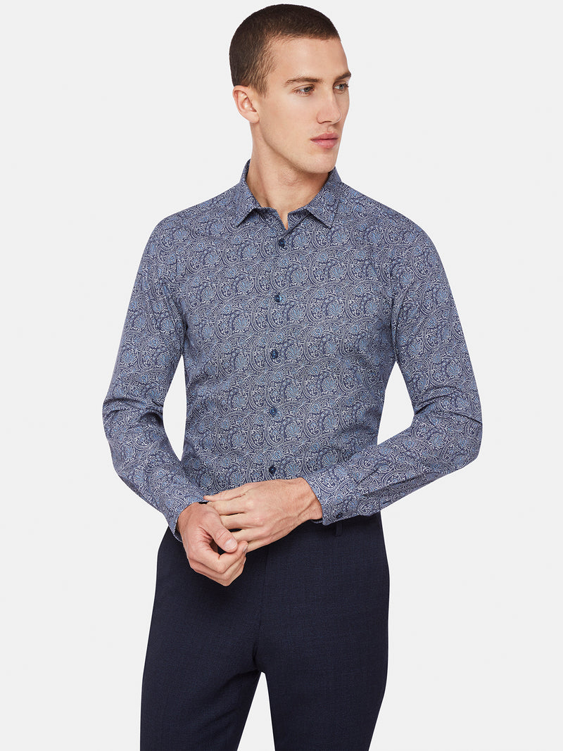 KENTON PRINTED LUXURY SHIRT BLUE