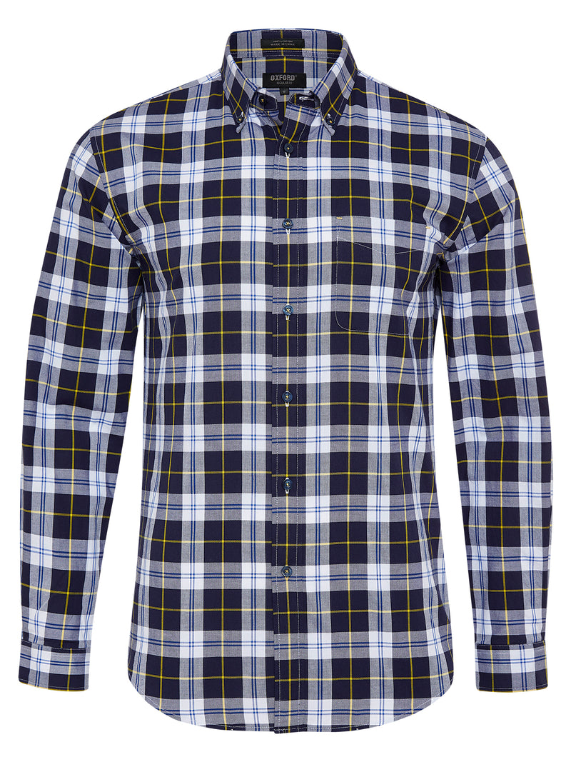 UXBRIDGE REGULAR FIT CHECK SHIRT NAVY/YELLOW