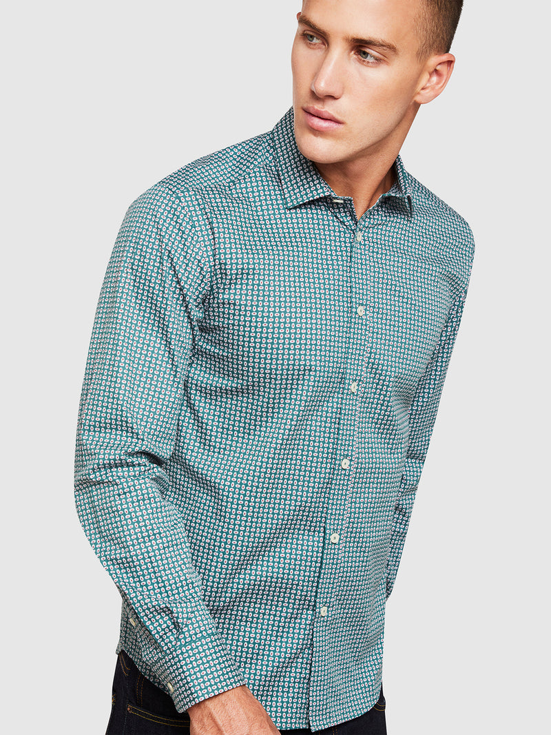 KENTON PRINTED LUXURY SHIRT GREEN/RED