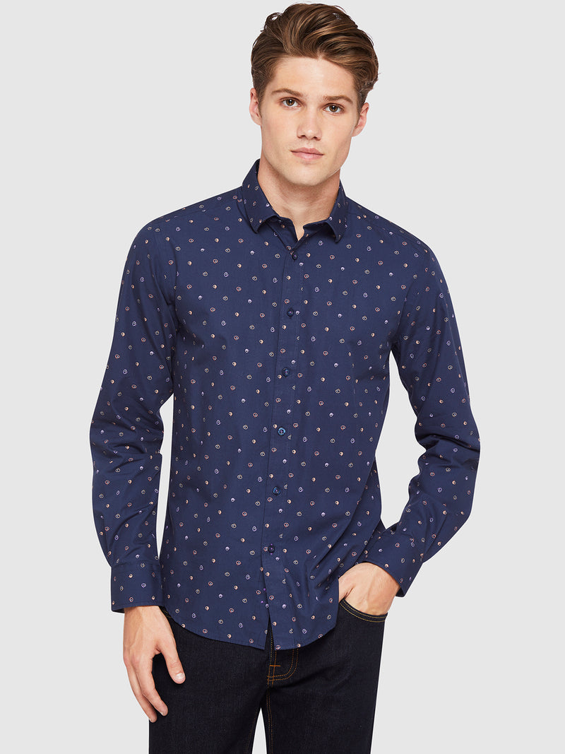 KENTON PRINTED LUXURY SHIRT NAVY