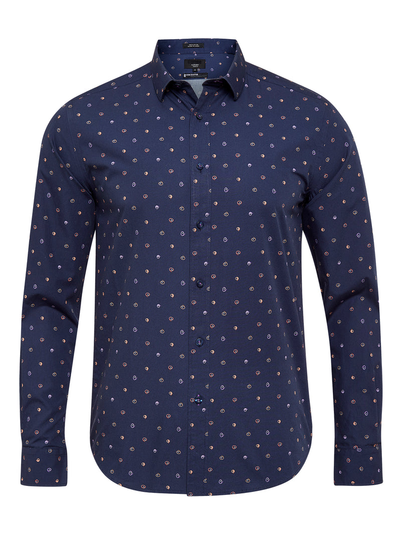 KENTON PRINTED LUXURY SHIRT NAVY