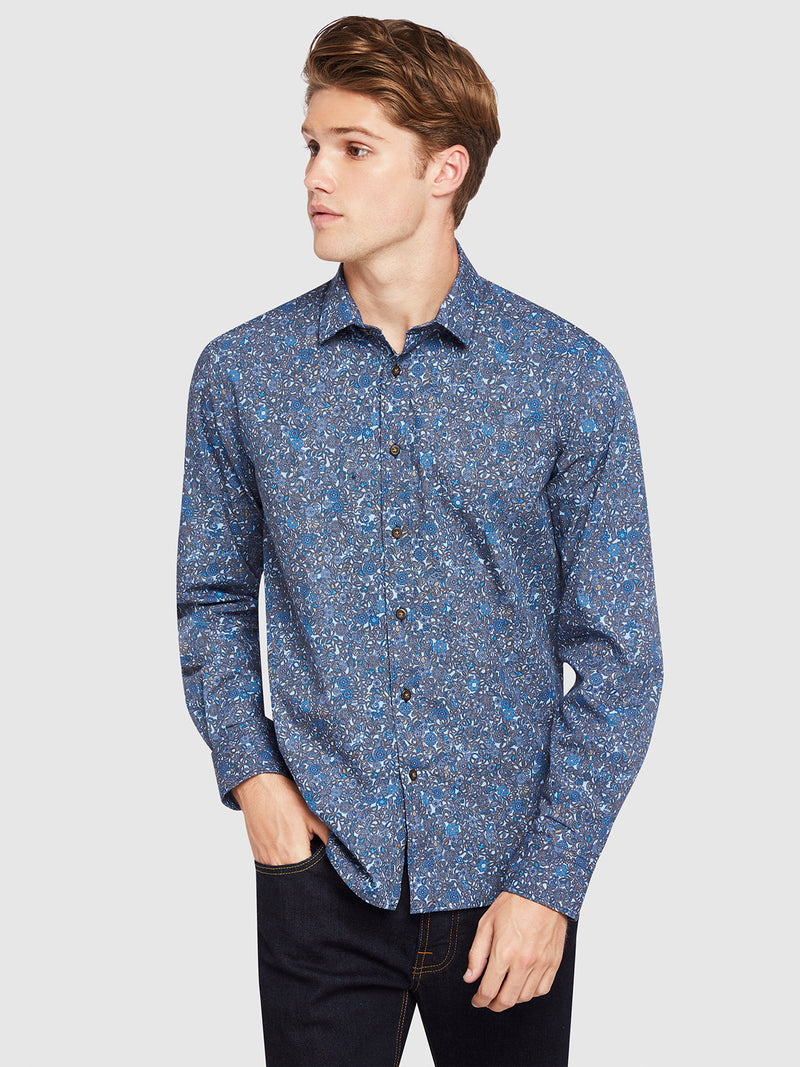 KENTON PRINTED LUXURY SHIRT NAVY