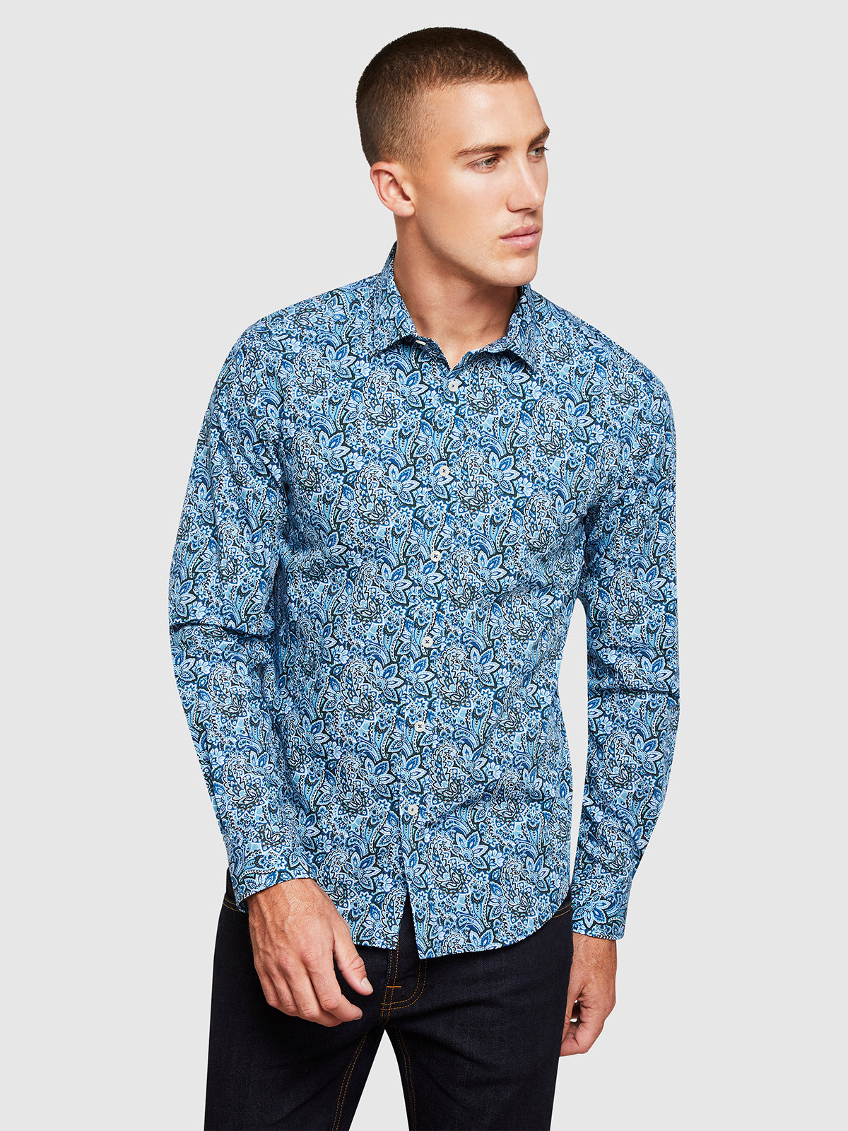 KENTON PAISLEY LUXURY SHIRT BLUE