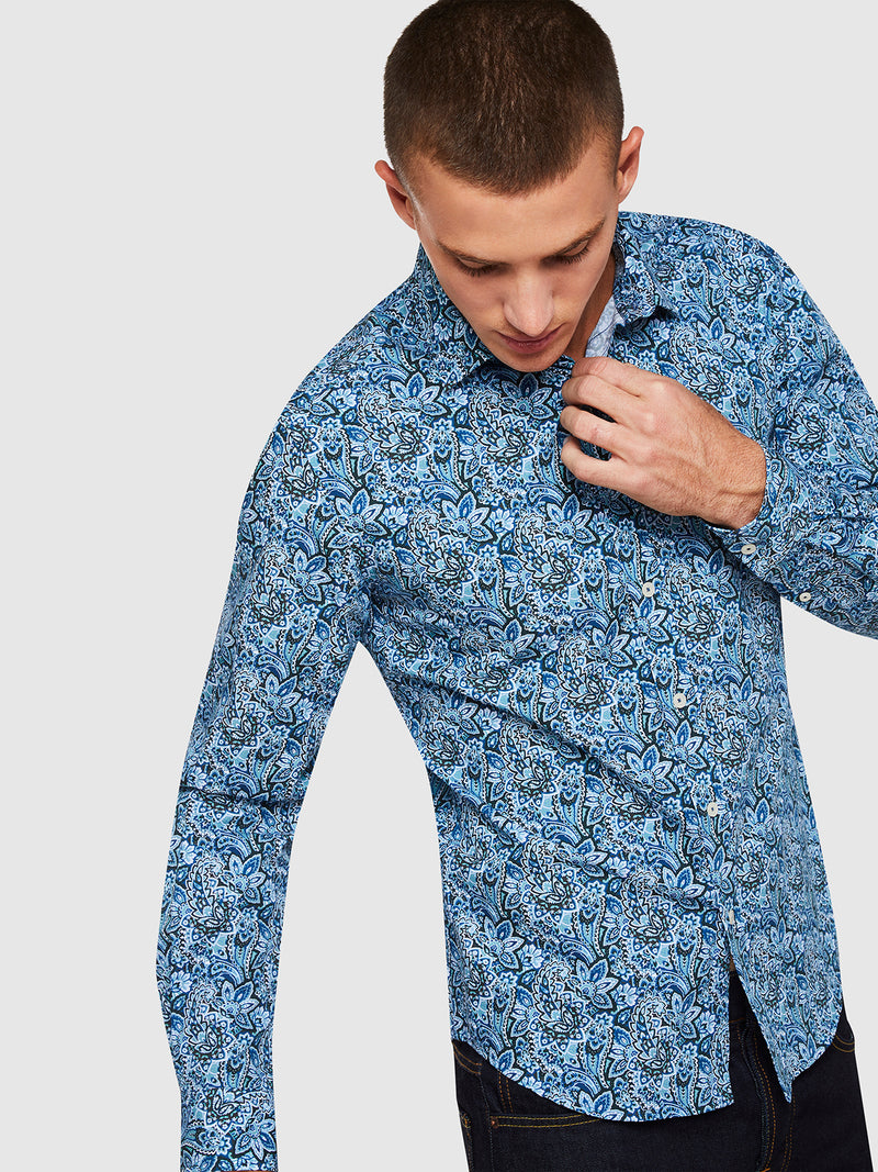 KENTON PAISLEY LUXURY SHIRT BLUE