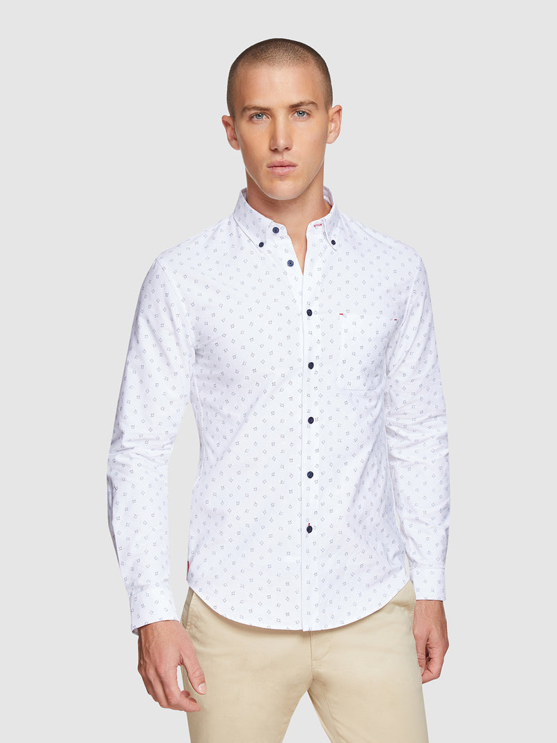 UXBRIDGE OXFORD WEAVE SHIRT WHITE/NAVY