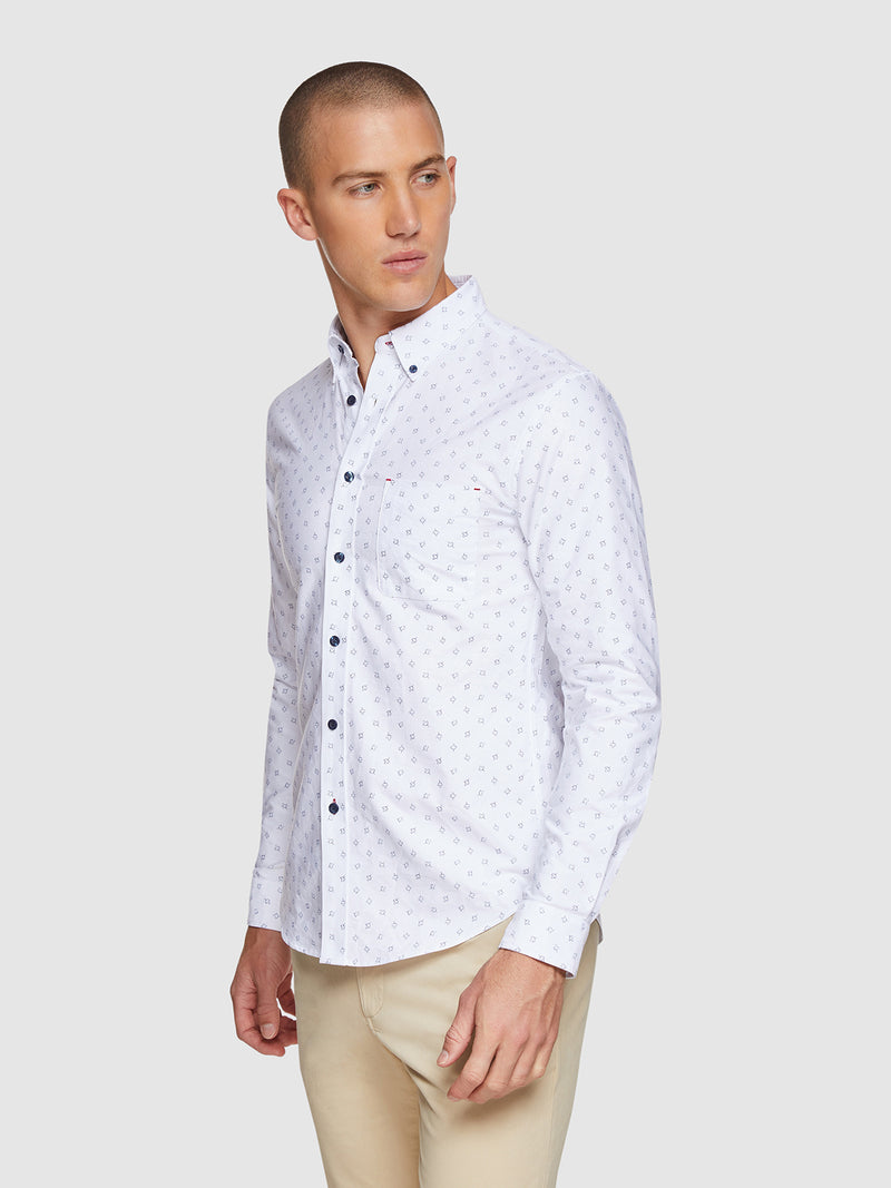 UXBRIDGE OXFORD WEAVE SHIRT WHITE/NAVY