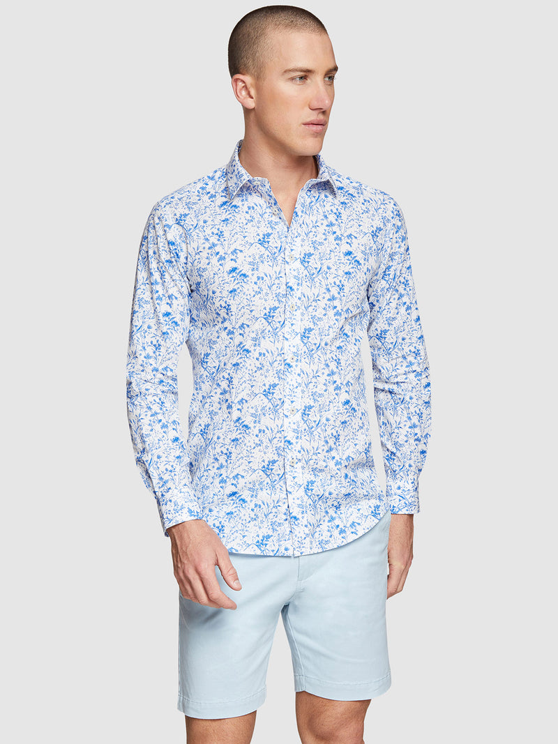 KENTON FLORAL PRINTED SHIRT WHITE/BLUE