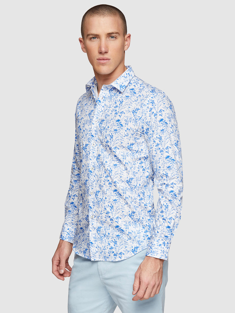 KENTON FLORAL PRINTED SHIRT WHITE/BLUE