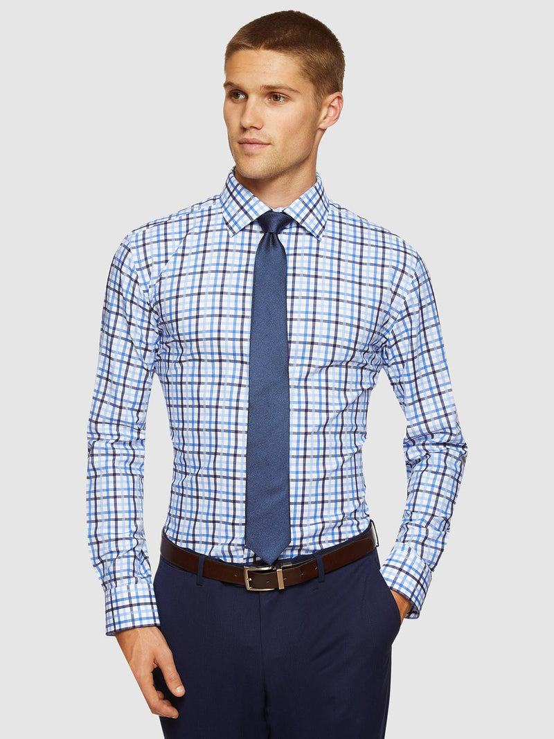 ISLINGTON CHECKED SHIRT BLUE