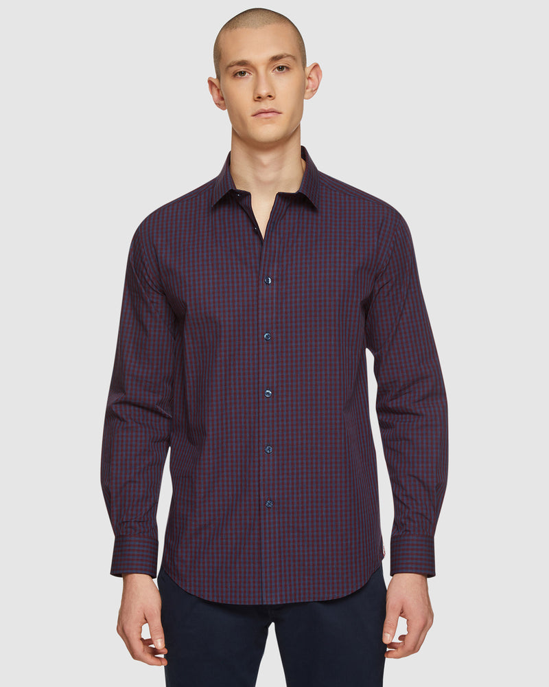 KENTON CHECKED REGULAR FIT SHIRT BRICK