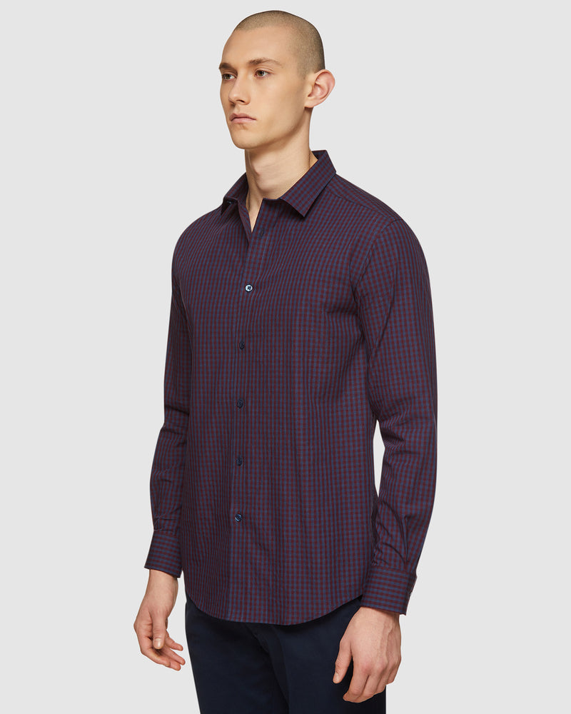 KENTON CHECKED REGULAR FIT SHIRT BRICK