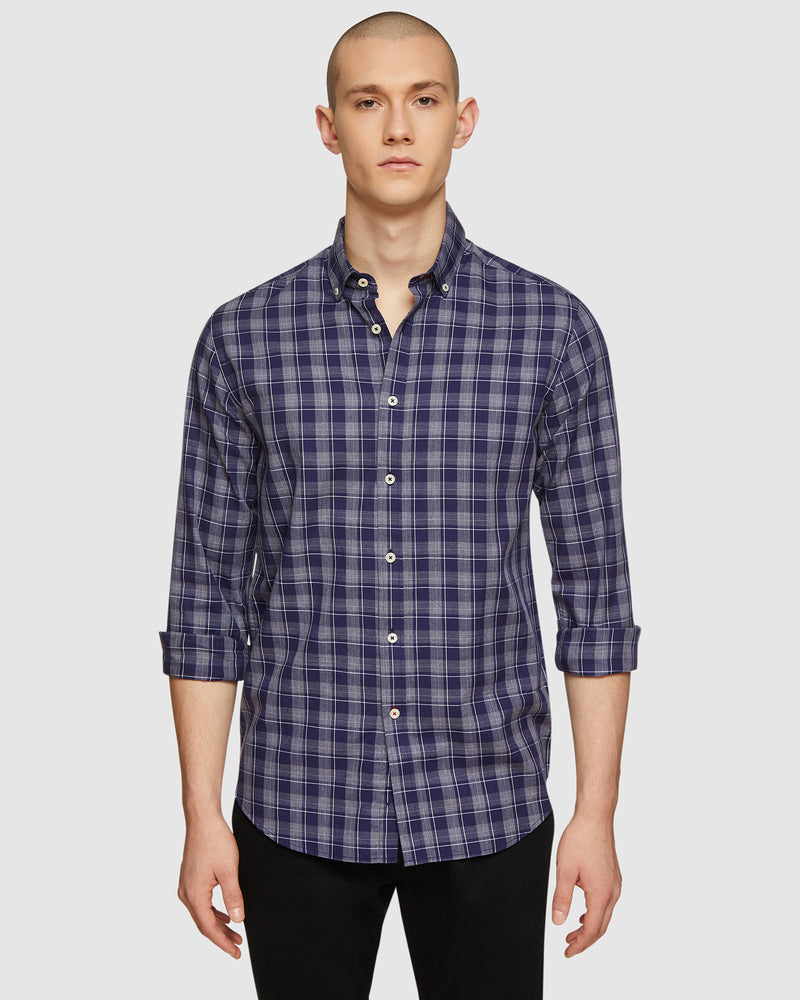 STRATTON CHECKED SHIRT GREY/NAVY