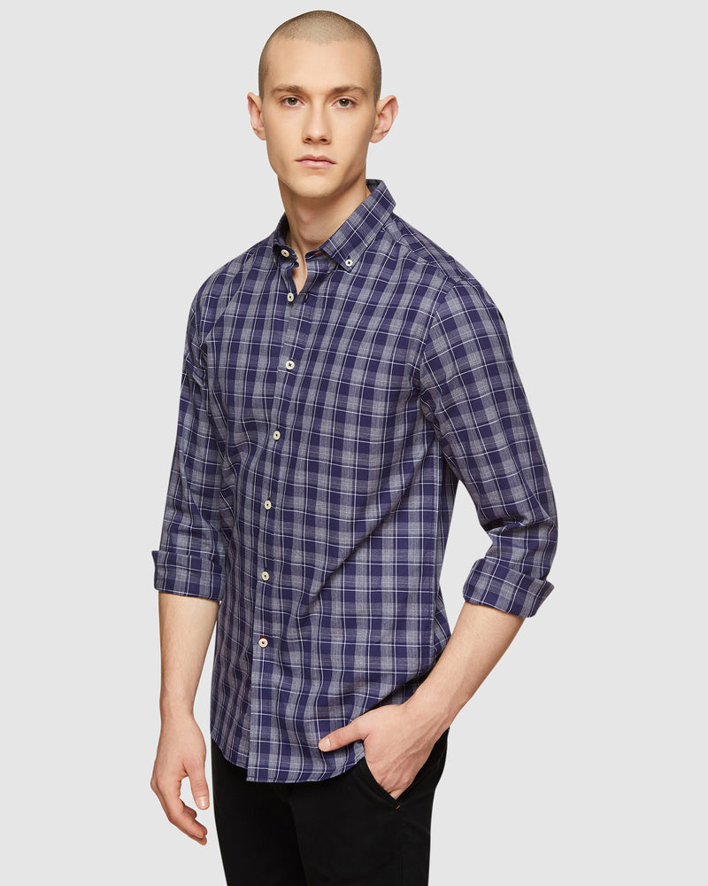 STRATTON CHECKED SHIRT GREY/NAVY