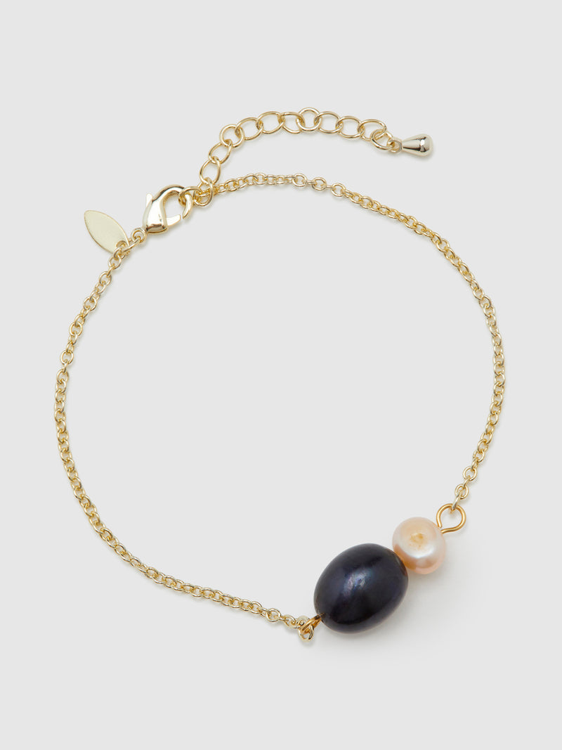 JUNEAU PEARL BRACELET PALE GOLD/PEARL